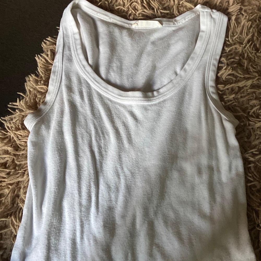 white tank top/muscle tee